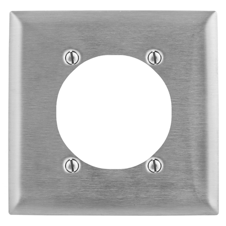 HUBBELL WIRING DEVICE-KELLEMS Wallplates and Boxes, Metallic Plates, 2- Gang, 1) 2.66" Opening, Standard Size, Stainless Steel SS716